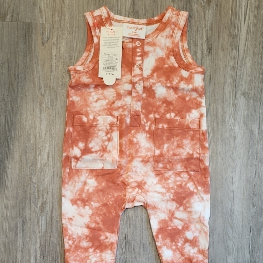 𝅺0-3 months | Cat & Jack Tie-dye Copper Romper